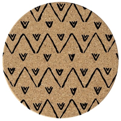 Triangle Pattern 4 Pack Absorbent Cork Coaster Made in The USA 4" Round