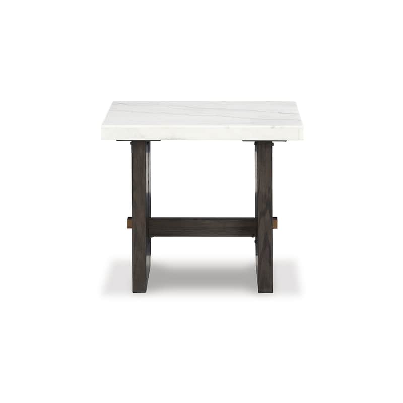 Signature Design by Ashley Burkhaus White / Dark Brown Rectangular End Table - 26"W x 24"D x 23"H