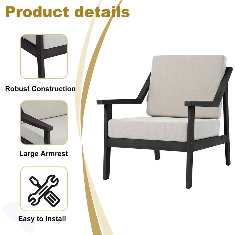 Outdoor Patio Club Chair Arm Lounge Cushion Chair (Set of 2)