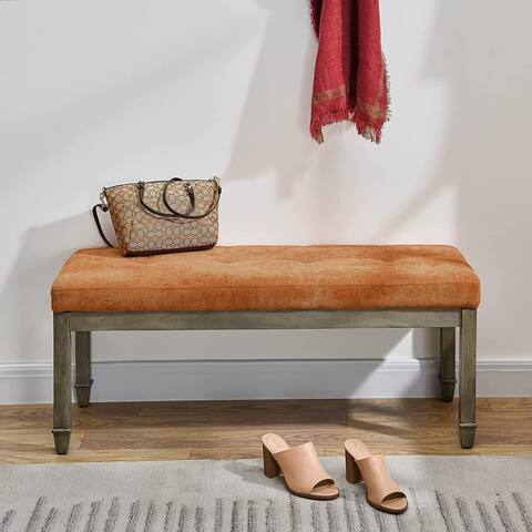 Solid Wood Upholstered Tufted Bench for Bedroom Entryway