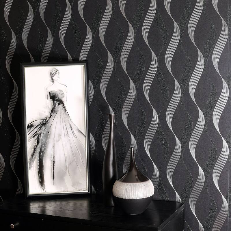 Arthouse Wilhelmina Black Ribbon Wallpaper