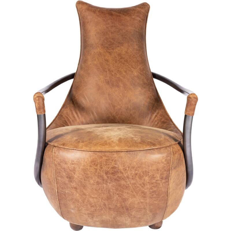 Aurelle Home Pilot Rustic Brown Top-grain Leather Accent Chair