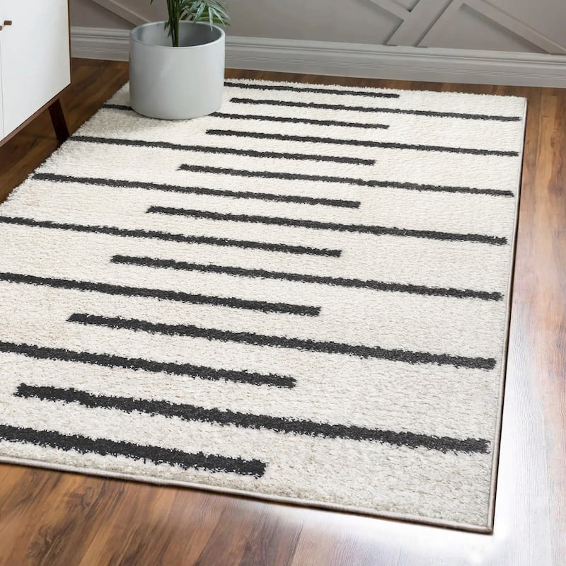 JONATHAN Y Cristo Berber Stripe Shag Area Rug