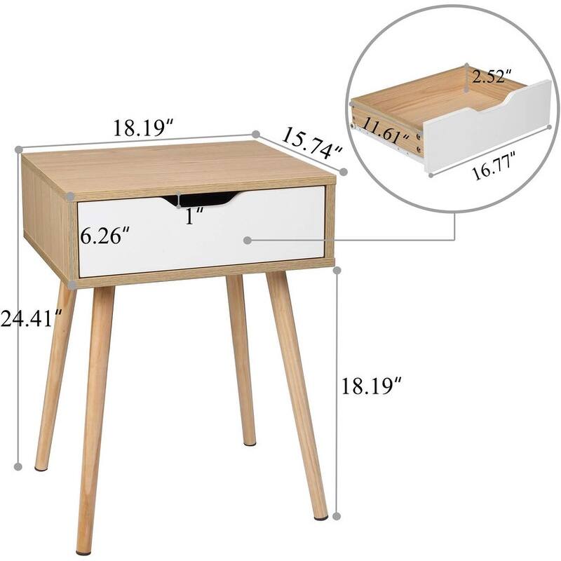 Wooden 1-Drawer Nightstand Nature