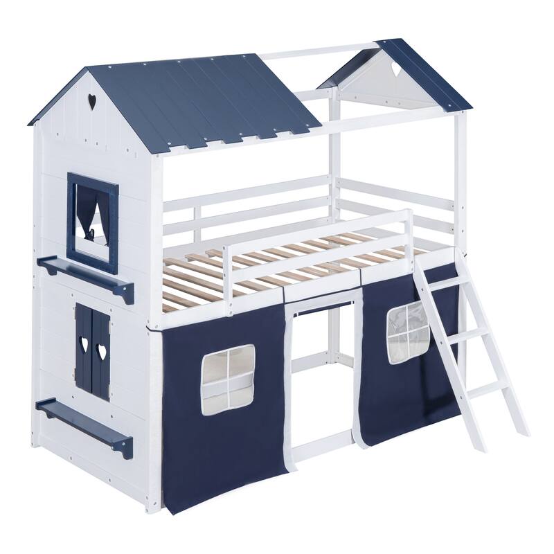 Wood Castle Bunk Bed with Slide