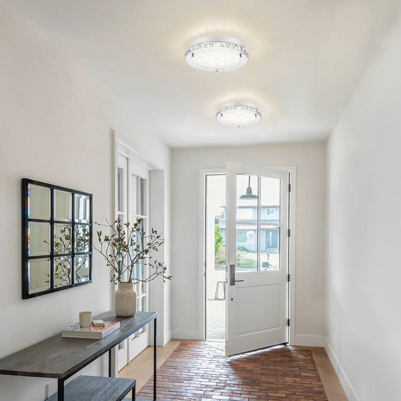 LED Crystal Flush Mount Ceiling Light Dimmable Crystal Light Fixture Flush Mount Lighting Crystal Ceiling Light - 11in