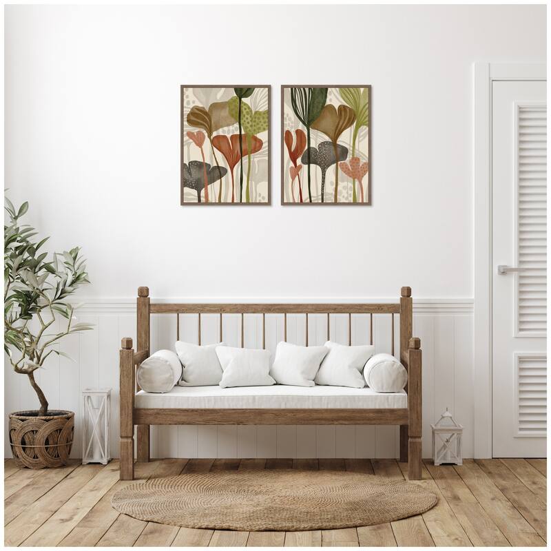 Kate and Laurel Earthen Botanicals 2 Piece Framed Canvas Wall Art Set by Nikita Jariwala