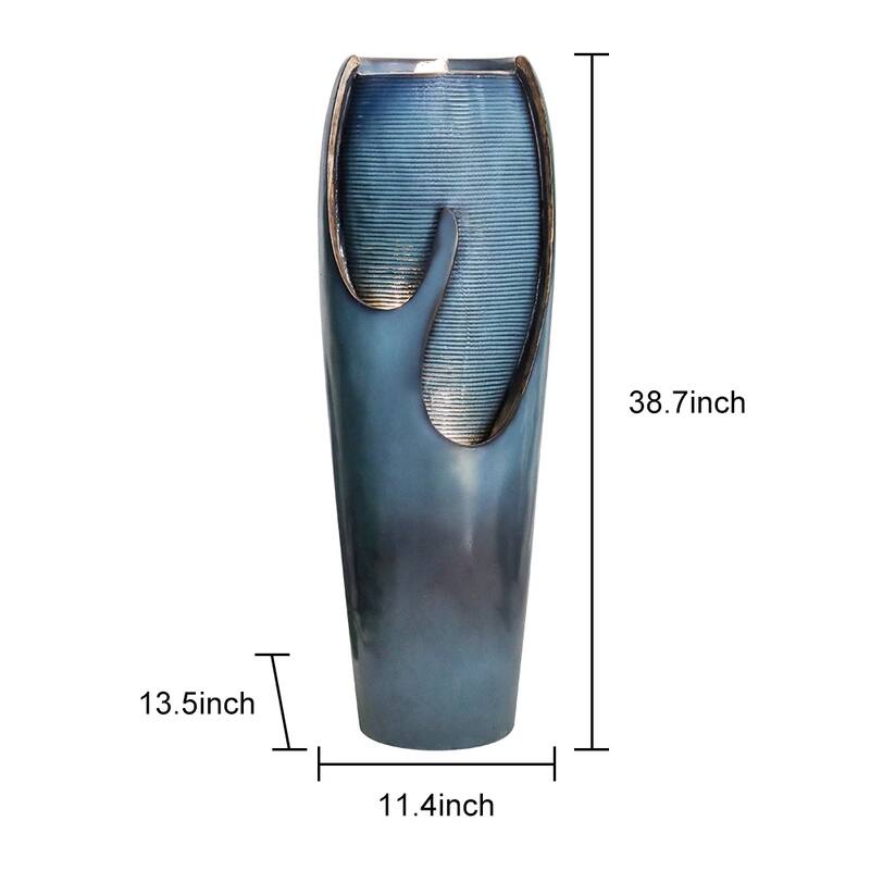 38.7-Inch H Outdoor Vase Water Fountain w/LED Light for Yard Art Decor