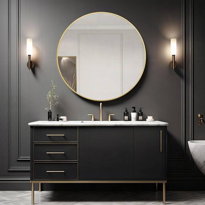 Metal Framed Round Bathrrom Mirror