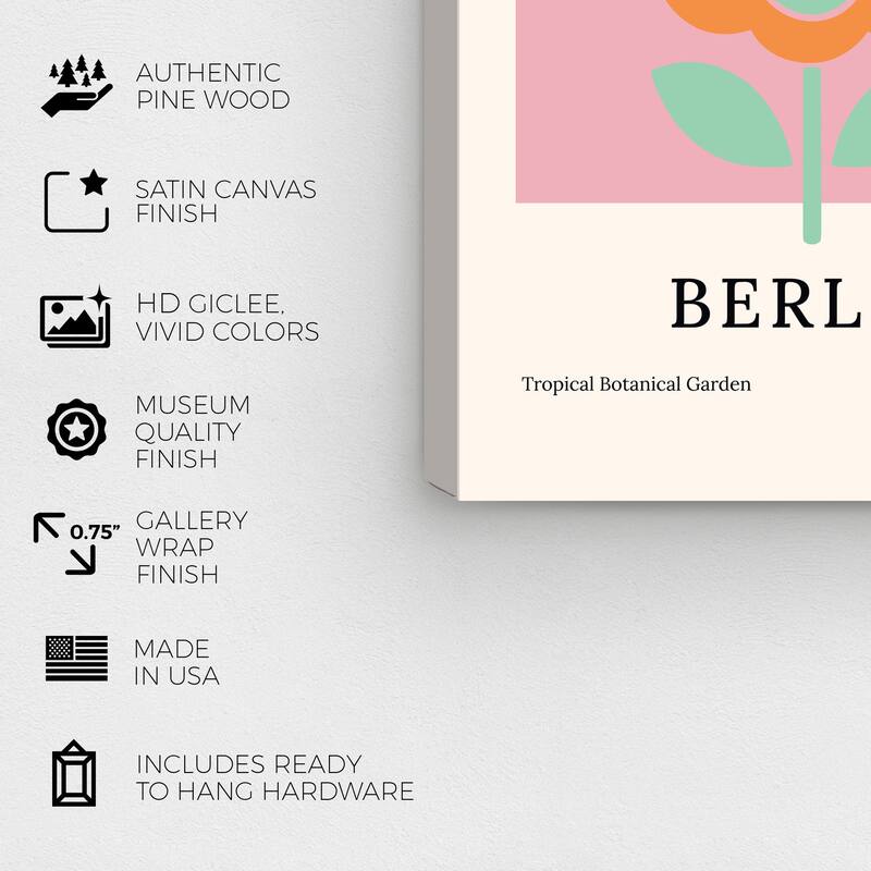 Wynwood Studio Canvas Floral and Botanical Flower Market Berlin Pink and Green Modern & Contemporary Wall Art Canvas Print