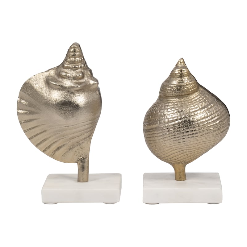 Sagebrook Home Coastal Graceful Shell Figurine, Shimmering Champagne