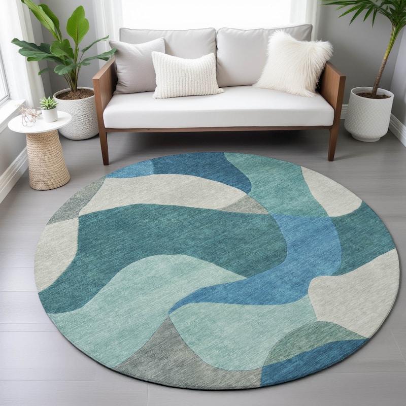 Machine Washable Indoor/Outdoor Modern Century Chantille Rug