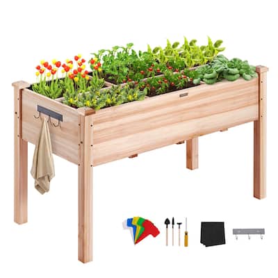 Raised Garden Bed 48x24x30in with Legs, High End Natural Fir Wood Planter Box Elevated Planting Stand for Garden, 220lb Capacity