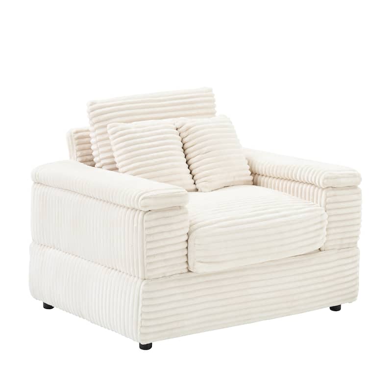 Corduroy Single Sofa Sets with 2 Throw Pillows and 500lb Weight Capacity