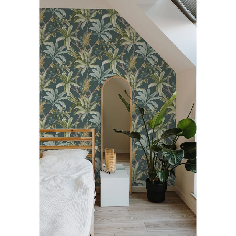 Trailing Palm Non-Pasted Wallpaper – 396in. x 21in. – Covers 56 square feet