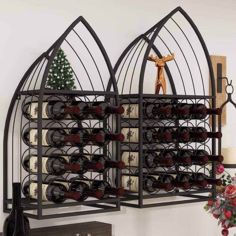 Sailboat Shaped Wine Cabinet Rack, 2 Piece Display Rack, Freestanding Wine Cabinet with Bottle Storage