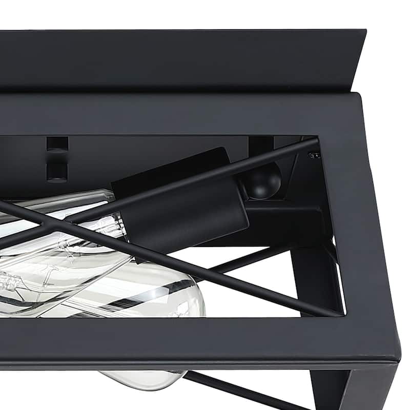 2 Light Caged Square/Rectangle Flush Mount Fixture