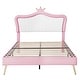 preview thumbnail 31 of 47, Roomfitters Full Size Upholstered Bed Frame, Modern Princess Platform Bed with Crown Headboard