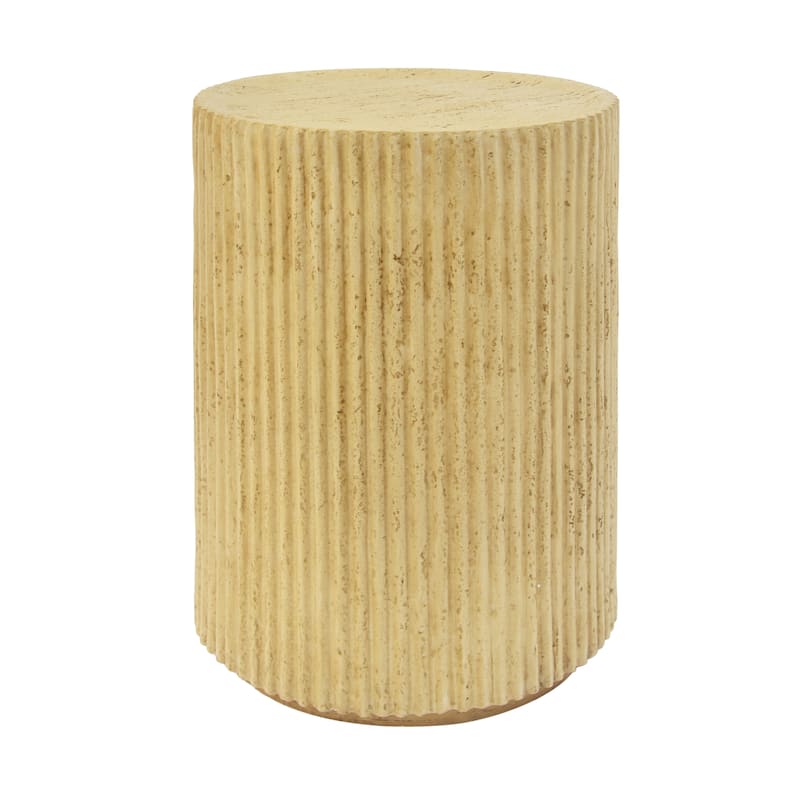 Modern Cylinder Accent Table - Distressed Woodgrain Finish In Vintage Brown‌