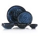 preview thumbnail 3 of 3, Elama Lucca 20 Piece Round Stoneware Triple Bowl Dinnerware Set in Blue