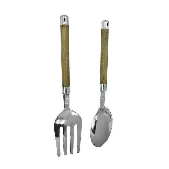 Shop Decorative Spoon And Fork Aluminum And Wood Wall Hanging Set
