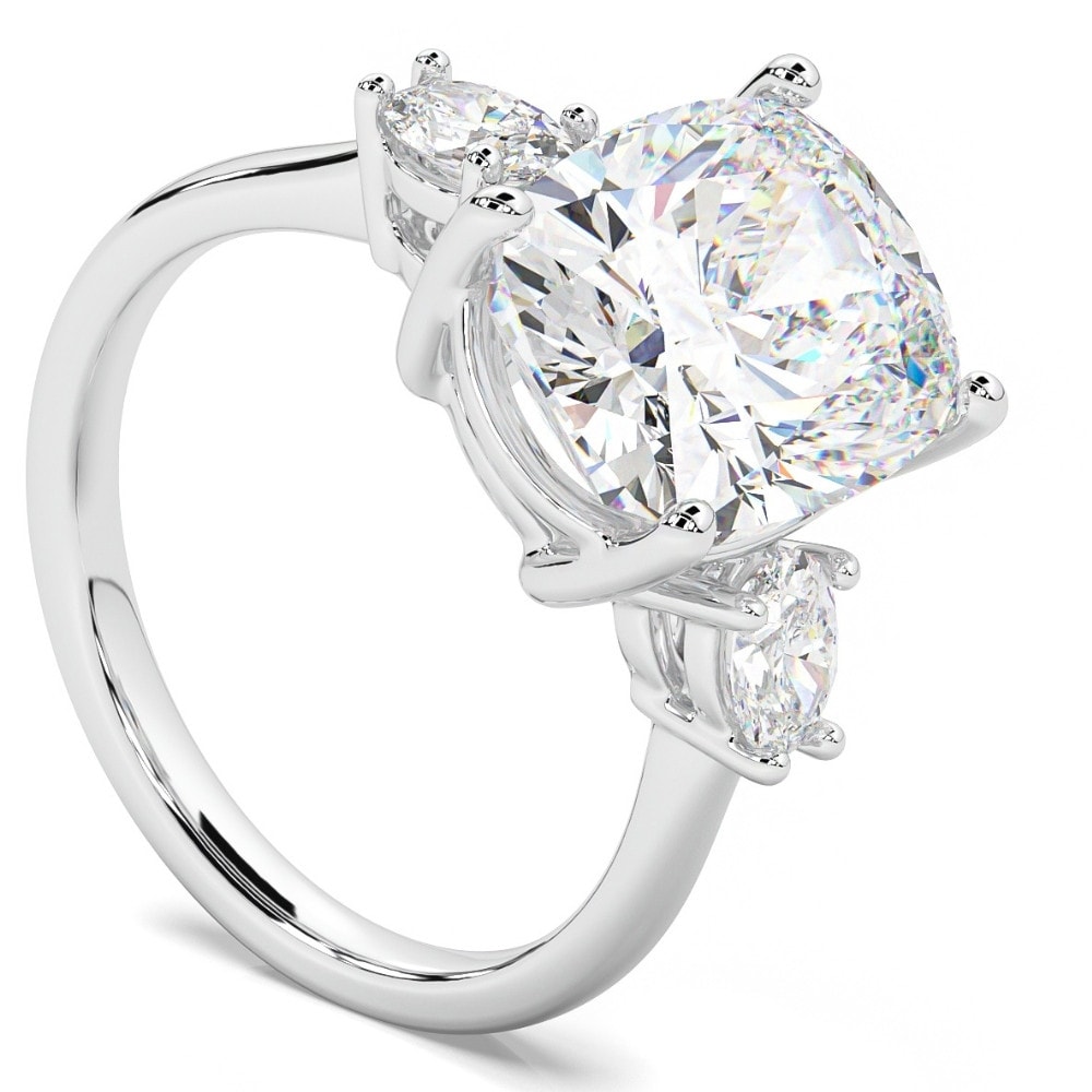 Bliss Diamond Certified 6Ct Cushion Cut 3-Stone Diamond Engagement