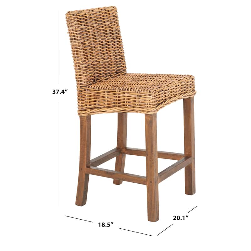 SAFAVIEH Tobie Rattan 23.6-inch Counter Stool