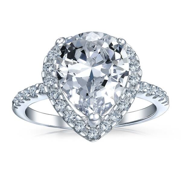 Shop 925 Sterling Silver Band 7ct Aaa Cz Teardrop Halo Pear Engagement Ring On Sale Overstock 17986401