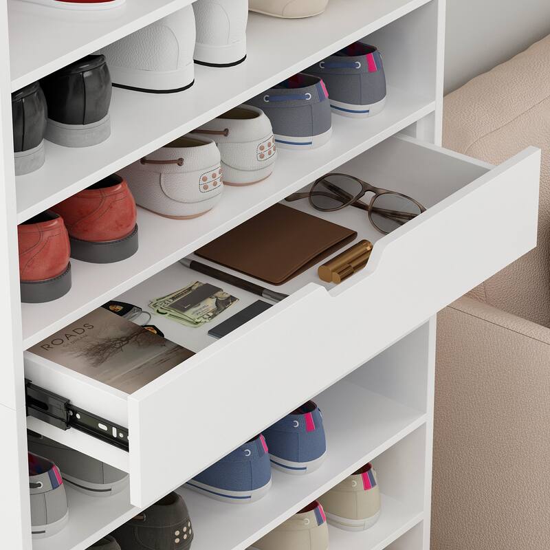 Versatile Storage Solution White Shoe Cabinet for Flats Boots 78.18"H