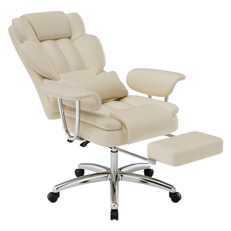Ergonomic Reclining High Back PU Office Chair with Footrest