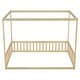 preview thumbnail 22 of 25, Full Size Canopy Frame Floor Bed with Fence and Guardrails, Grey