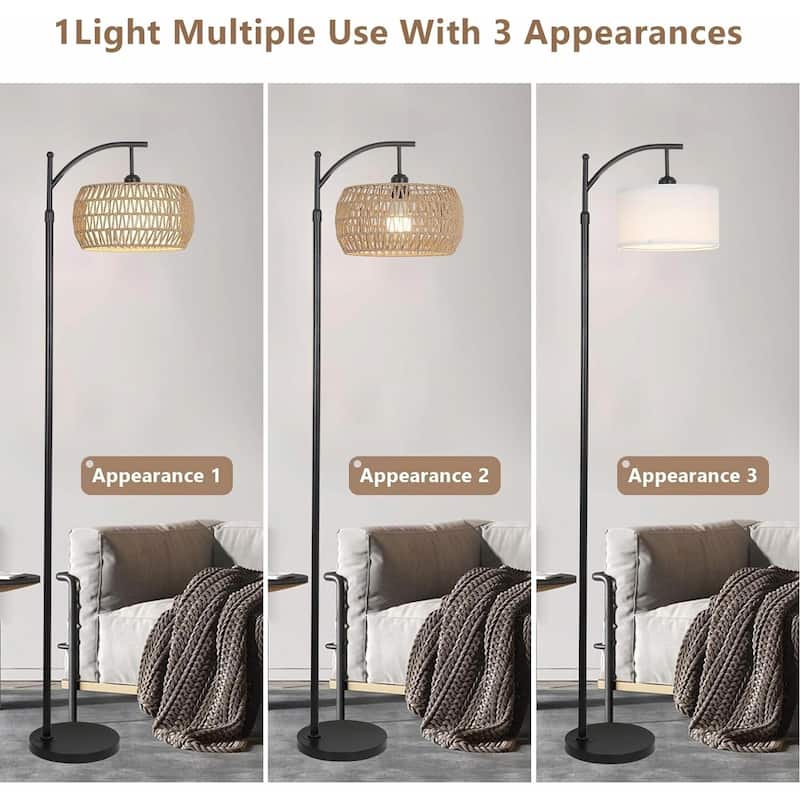 Versatile Arc Floor Lamp with Remote, Adjustable Brightness and 360° Rotatable Arm