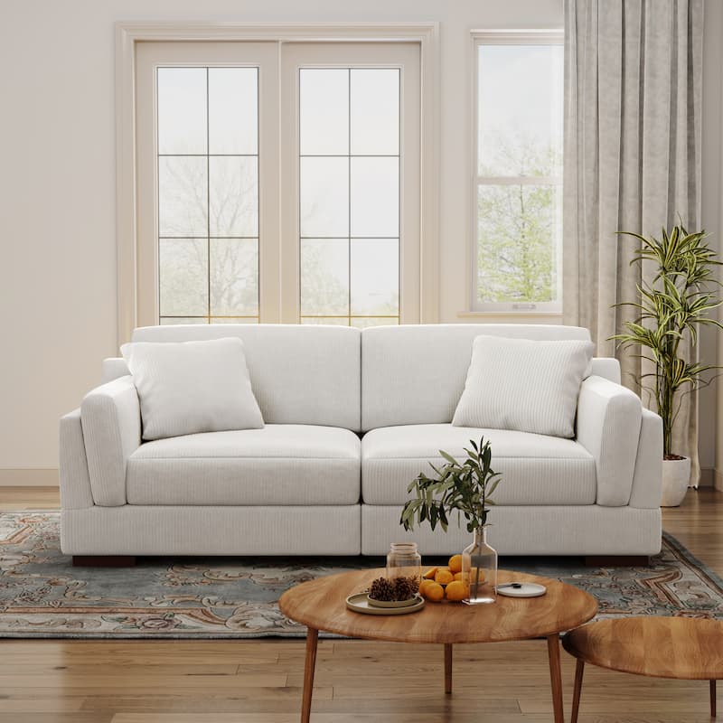 90.2"W Corduroy Upholstered Living Room Sofa