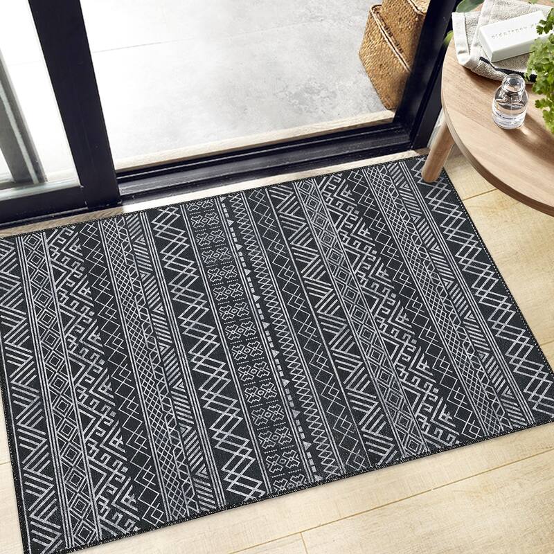 Garvee Boho Area Rug Moroccan Accent Rugs Geometric Distressed Carpet