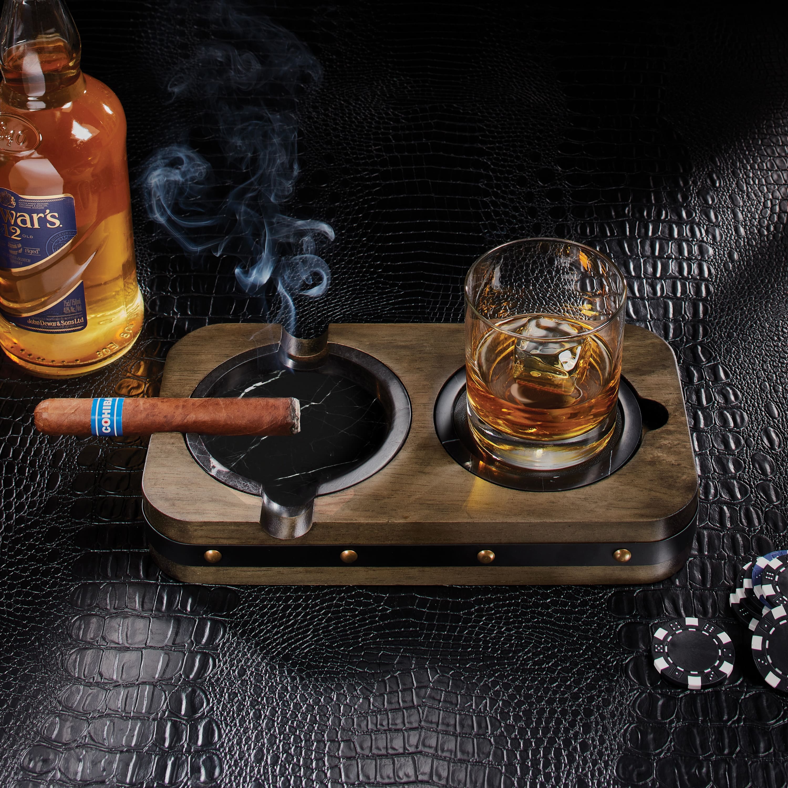 Single Barrel Cigar Ashtray and Whiskey Coaster On Sale Bed Bath