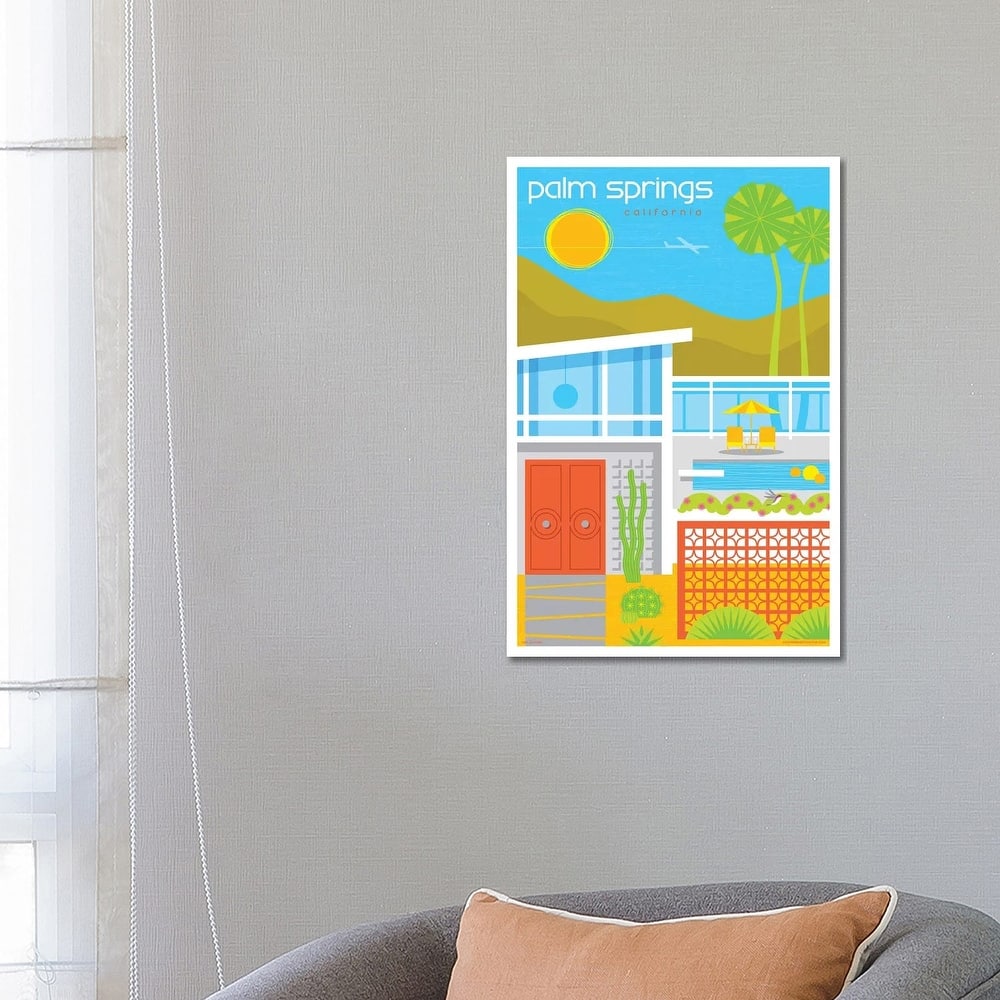 iCanvas "Palm Springs Mid Century House Travel Poster" by Jim Zahniser Canvas Print