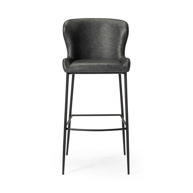 Maven Lane Naomi Metal and Vegan Leather Kitchen Dining Stool