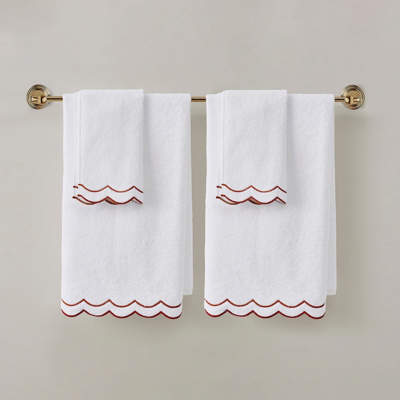 Peri Home Scallop 4-piece Bath and Hand Towel Set - Chili Red