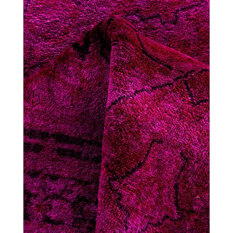 Overton Hand Knotted Wool Vintage Inspired Modern Contemporary Overdyed Purple Runner Rug - 2' 7" x 11' 10"