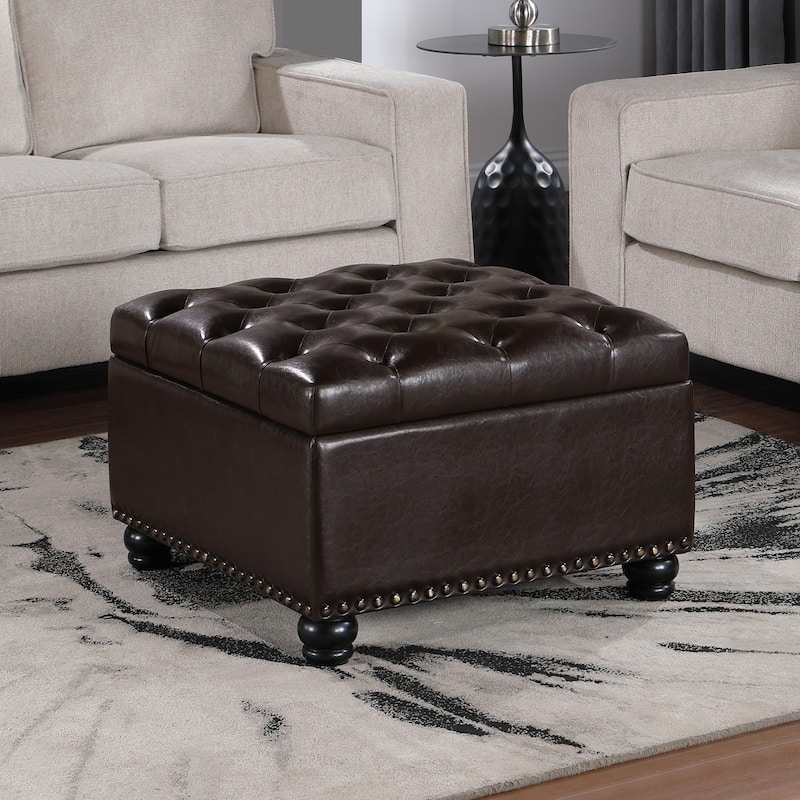 Ottoman Coffee Table with Built-in Storage for Living Room, with Upholstered Top and Stylish Modern Design
