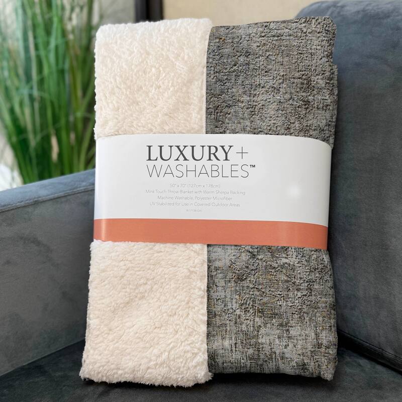 Premium Machine Washable Modern Ombre Sherpa Throw Blanket