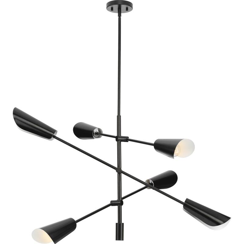 Cornett Collection Six-Light Matte Black Contemporary Chandelier - 44.12 in x 44.12 in x 23 in