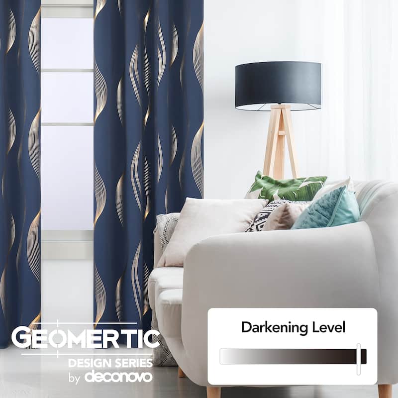 Deconovo Gold Wave 52 Width Curtain (2 Panel)
