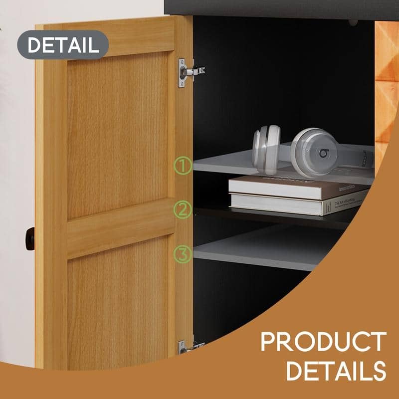 Modern buffet cabinet with storage space,Retro style four door wooden storage cabinet