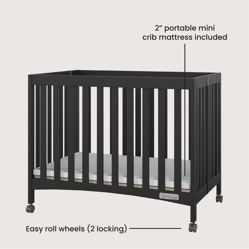 Forever Eclectic London Folding Mini Crib - 39.25" L x 25.25" W x 32" H