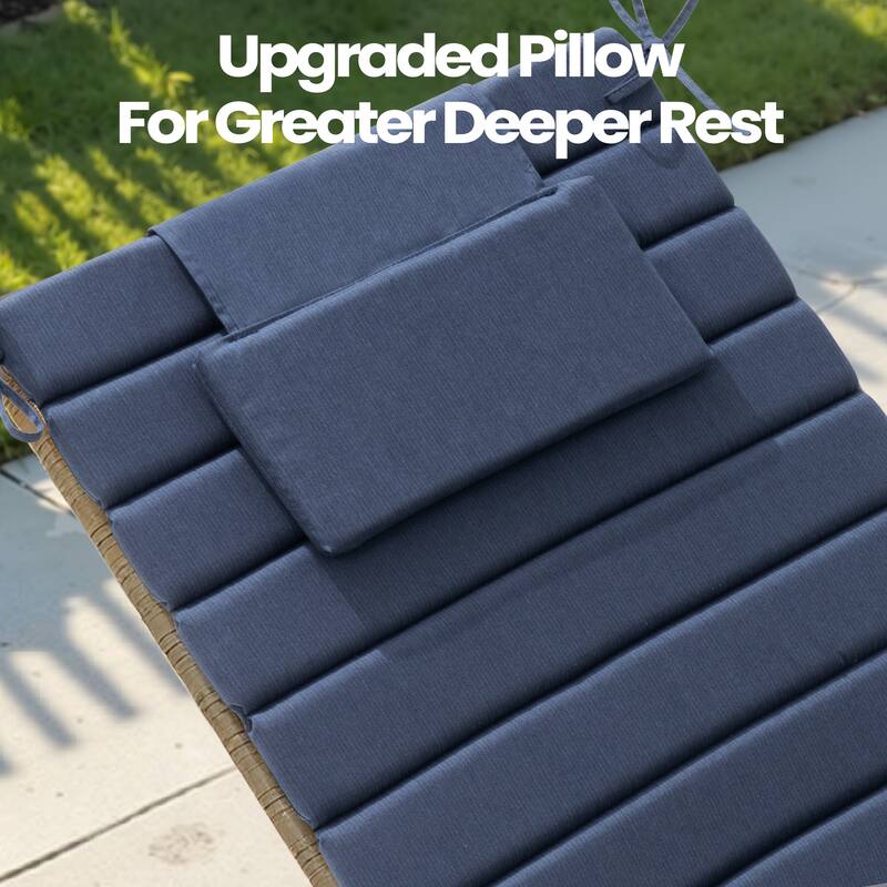 Pellebant Outdoor Chaise Lounge Cushions Patio Lounger Pad with Straps