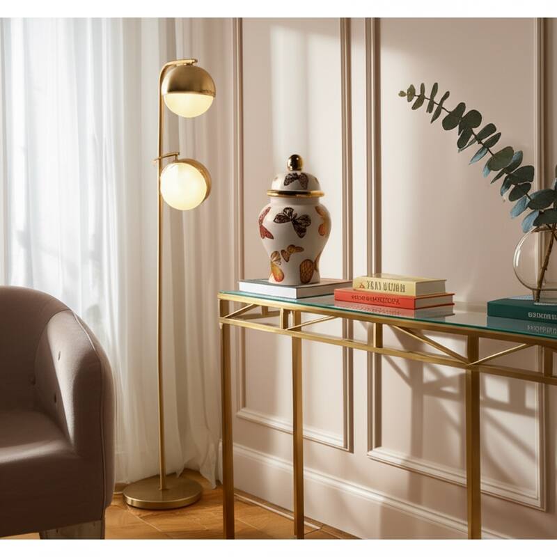 Ceramic Decorative Temple Jar with Lid and Metallic Butterfly Motif