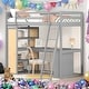 preview thumbnail 13 of 21, Twin Size Multi-function Loft Bed With Ladder,Shelves and Desk,Solid Construction