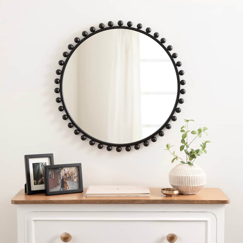 Kate and Laurel Beade Round Wall Mirror - 28x28