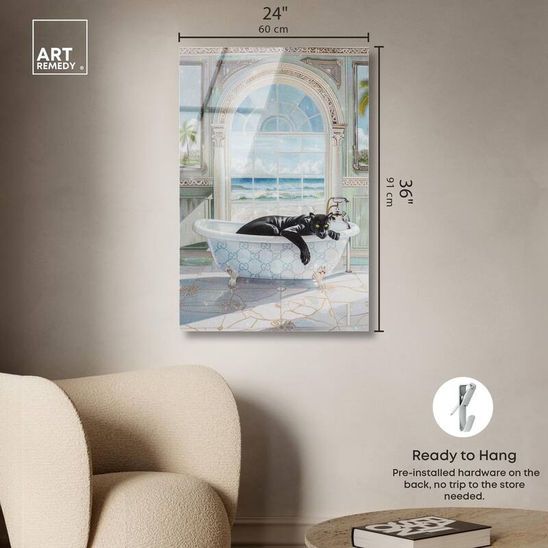 Panther Arch Bathroom Glam Acrylic by Art Remedy, Ready to Hang